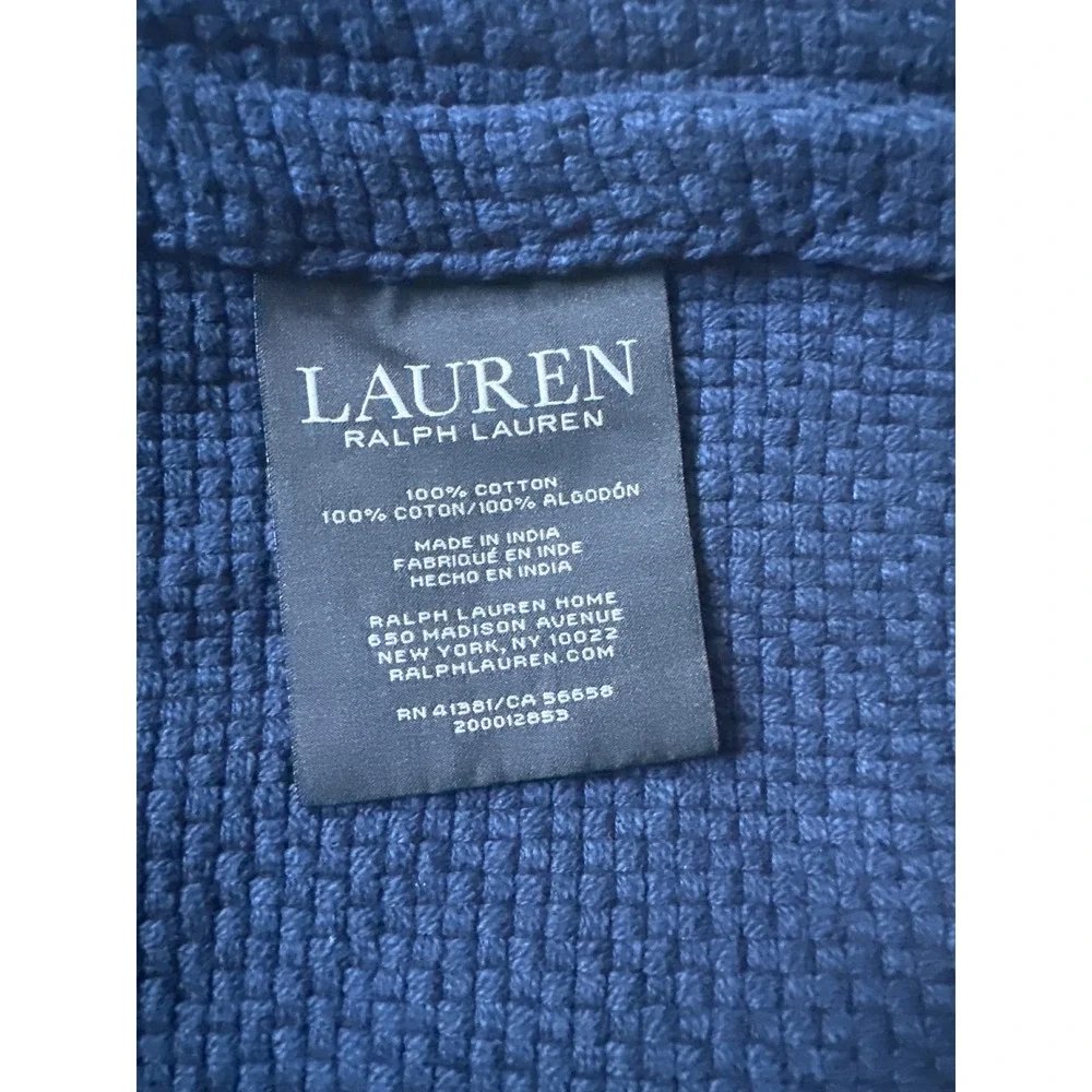 Lauren Ralph Lauren Navy Blue Waffle Weave 100% Cotton Blanket RN41381